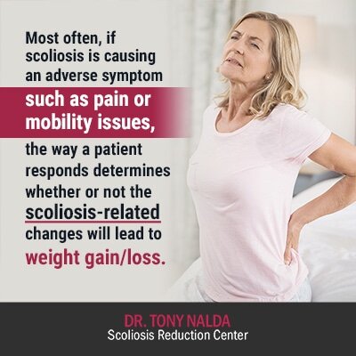 most often if scoliosis is causing