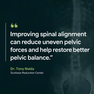 A visual representation of the quote from the text starting with “When the spine's abnormal curvature"
