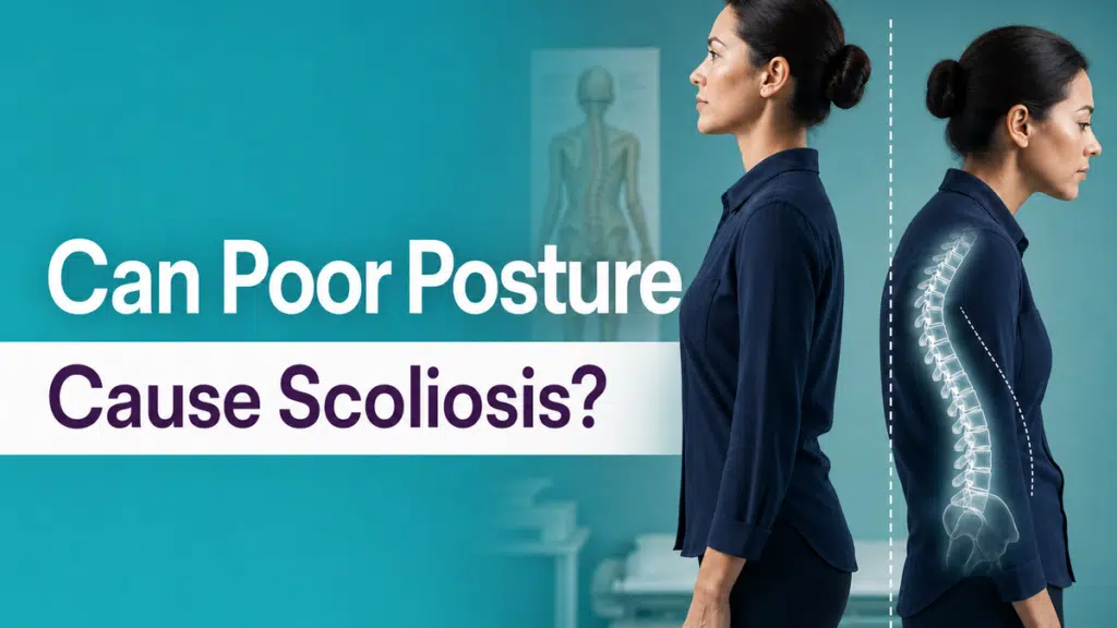 A featured image post for the blog titled: “Can Poor Posture Cause Scoliosis"