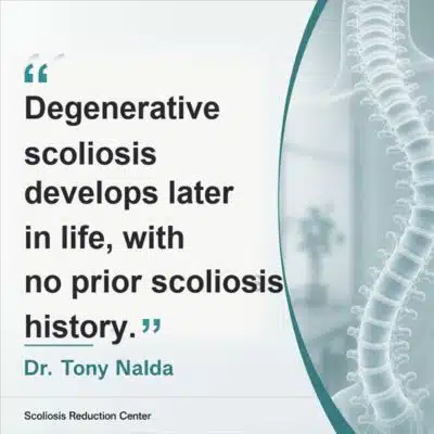 Unlike idiopathic scoliosis in adults 400 A visual representation of the quote from the text starting with “Unlike idiopathic scoliosis in adults"