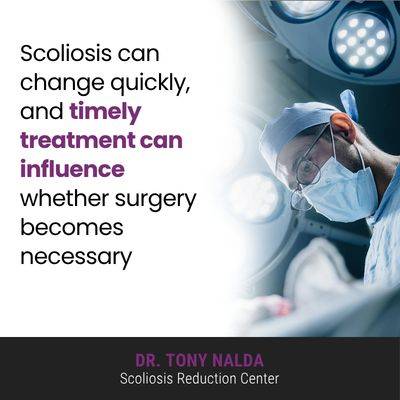 A visual representation of the quote from the text starting with “Scoliosis can change quickly and"